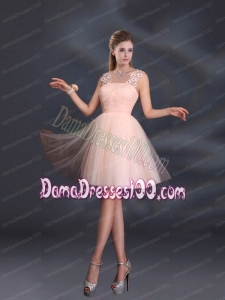 Straps Appliques Dama Dresses in Baby Pink