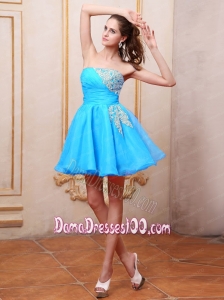 Baby Blue Dama Dress With Appliques Mini-length For Club