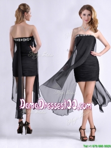 Best Selling Asymmetrical Column Dama Dress with Beaded Top and Ruching