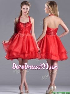Modern Beaded Decorated Top and Halter Dama Dress in Organza