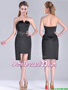 Fashionable Front Short Back Long V Neck Dama Dress in Black
