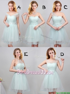Perfect Princess Laced Bodice Tulle Short Dama Dress in Apple Green