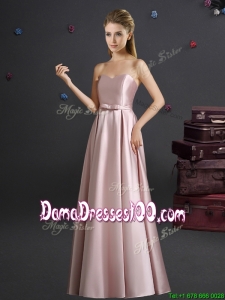 Lovely Empire Sweetheart Bowknot Pink Long Dama Dress
