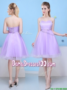Low Price Sweetheart Lavender Short Dama Dress with Bowknot