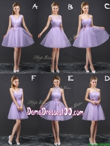 2017 Lovely Belted Organza Short Dama Dress in Champagne