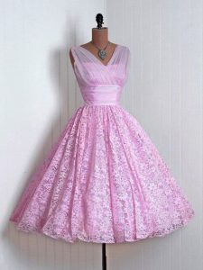 Pretty Sleeveless Lace Lace Up Quinceanera Court of Honor Dress