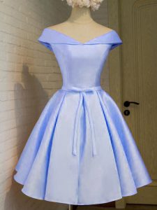 Custom Design Lavender Cap Sleeves Taffeta Lace Up Damas Dress for Prom and Party and Wedding Party