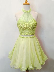 Sleeveless Beading Lace Up Dama Dress for Quinceanera