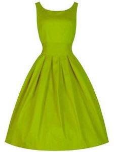 Olive Green Taffeta Lace Up Damas Dress Sleeveless Knee Length Ruching
