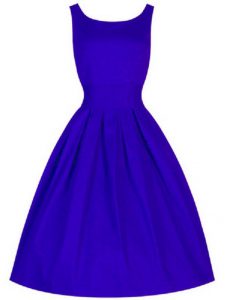 Glittering A-line Quinceanera Dama Dress Blue Scoop Taffeta Sleeveless Knee Length Lace Up
