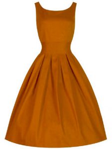 Chic Knee Length Orange Dama Dress Scoop Sleeveless Lace Up