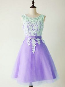 Excellent Lavender Sleeveless Tulle Lace Up Dama Dress for Quinceanera for Prom and Party and Wedding Party