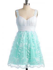 Straps Sleeveless Quinceanera Court of Honor Dress Knee Length Lace Apple Green Lace