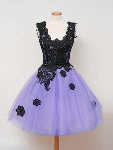 Sumptuous Knee Length Ball Gowns Sleeveless Lavender Court Dresses for Sweet 16 Zipper