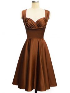 Gorgeous Chocolate Straps Lace Up Ruching Quinceanera Court Dresses Sleeveless