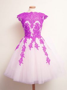 Multi-color A-line Appliques Dama Dress for Quinceanera Lace Up Tulle Sleeveless Mini Length