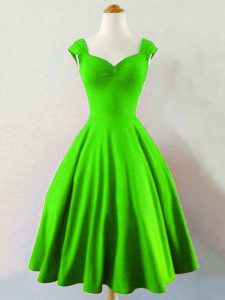 Straps Sleeveless Lace Up Vestidos de Damas Green Taffeta