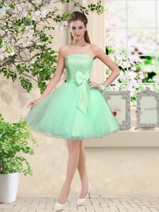 Fabulous Sleeveless Lace Up Knee Length Lace and Belt Quinceanera Court Dresses