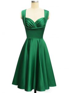 High Class Green Court Dresses for Sweet 16 Prom and Party and Wedding Party with Ruching Straps Sleeveless Lace Up