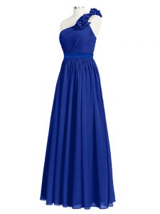 Royal Blue Sleeveless Ruffles and Ruching Floor Length Court Dresses for Sweet 16