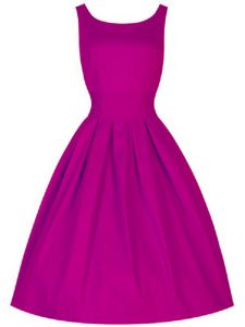 Fuchsia Vestidos de Damas Prom and Party and Wedding Party with Ruching Scoop Sleeveless Lace Up