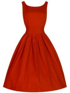 Sleeveless Taffeta Knee Length Lace Up Dama Dress for Quinceanera in Red with Ruching