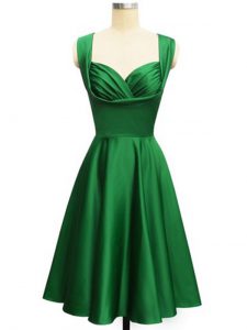 Exceptional Knee Length Dark Green Damas Dress Straps Sleeveless Lace Up