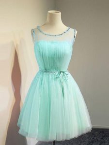 Discount Apple Green Damas Dress Prom and Party and Wedding Party with Belt Scoop Sleeveless Lace Up