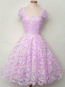 Top Selling Lilac A-line Lace Vestidos de Damas Lace Up Lace Sleeveless Floor Length