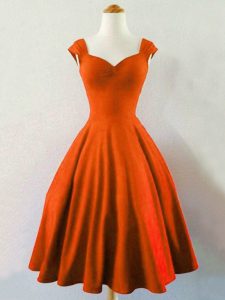 Rust Red A-line Ruching Court Dresses for Sweet 16 Lace Up Taffeta Sleeveless Knee Length