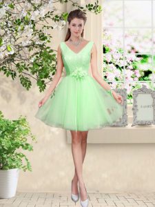 Sleeveless Lace and Belt Lace Up Court Dresses for Sweet 16