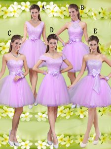 Sweetheart Sleeveless Tulle Quinceanera Court of Honor Dress Lace and Belt Lace Up