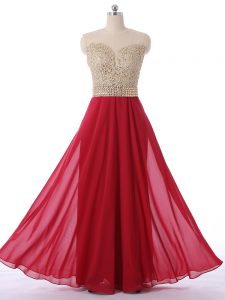 Customized Sleeveless Zipper Floor Length Beading Dama Dress for Quinceanera