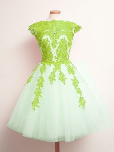 Stylish Lace Up Scalloped Appliques Court Dresses for Sweet 16 Tulle Sleeveless