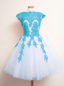 Spectacular Tulle Sleeveless Knee Length Court Dresses for Sweet 16 and Appliques