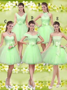 Best Selling Lace Up Quinceanera Court Dresses Lace and Belt Sleeveless Knee Length