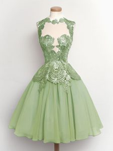 Green Sleeveless Chiffon Lace Up Vestidos de Damas for Prom and Party and Wedding Party