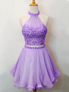 New Style Organza Sleeveless Knee Length Quinceanera Court Dresses and Beading