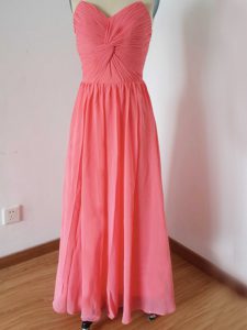 Watermelon Red Sleeveless Chiffon Zipper Quinceanera Court Dresses for Prom and Party and Wedding Party