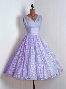 Lovely Lace Sleeveless Mini Length Quinceanera Court Dresses and Lace