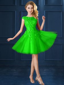 Quinceanera Court Dresses Prom and Party with Lace and Belt Bateau Cap Sleeves Lace Up