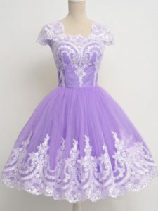 Best Selling Square Sleeveless Zipper Dama Dress for Quinceanera Lavender Tulle