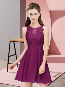 Admirable Dark Purple Damas Dress Prom and Party and Wedding Party with Appliques Scoop Sleeveless Zipper