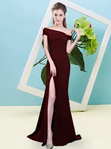 Colorful Floor Length Zipper Dama Dress for Quinceanera Brown for Prom and Party and Wedding Party with Ruching