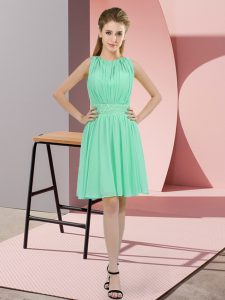 Noble Apple Green Zipper Quinceanera Dama Dress Sequins Sleeveless Knee Length