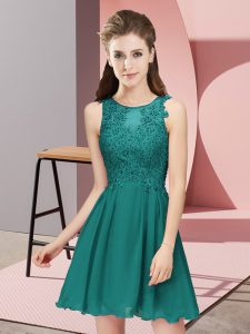 Unique Appliques Quinceanera Court of Honor Dress Turquoise Zipper Sleeveless Mini Length