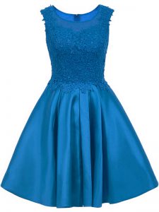Amazing Blue Scoop Neckline Lace Court Dresses for Sweet 16 Sleeveless Zipper
