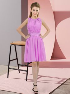 Modern Sleeveless Knee Length Sequins Zipper Dama Dress with Lilac