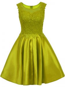 Noble Sleeveless Mini Length Lace Zipper Quinceanera Court of Honor Dress with Olive Green