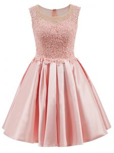 Wonderful Sleeveless Mini Length Lace Zipper Court Dresses for Sweet 16 with Baby Pink